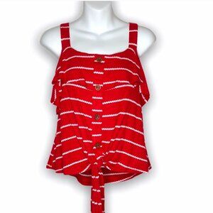 Peach Love Cali red white striped retro tank crop